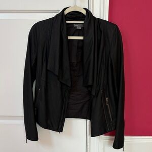 Vince Black Draped Leather Jacket